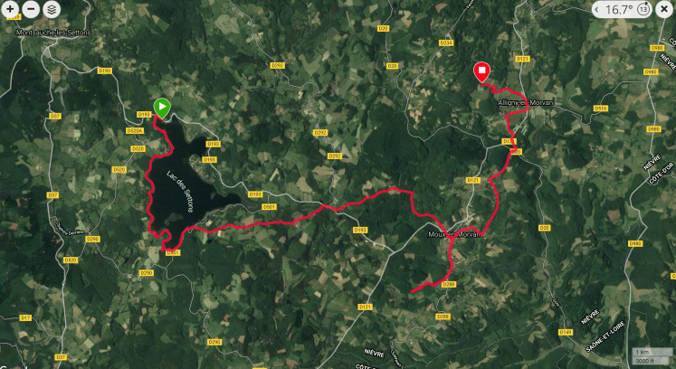 GR13 4-Lac des Settons-Aligny en Morvan Carte