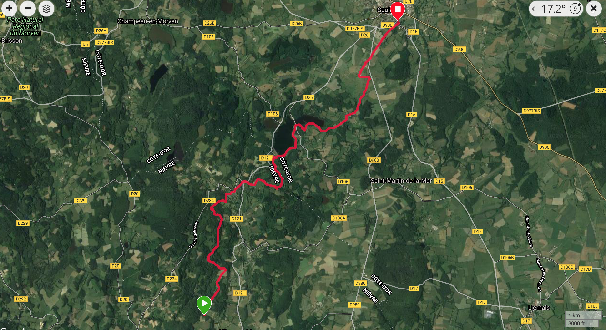 GR13 5-Aligny en Morvan - Saulieu Carte